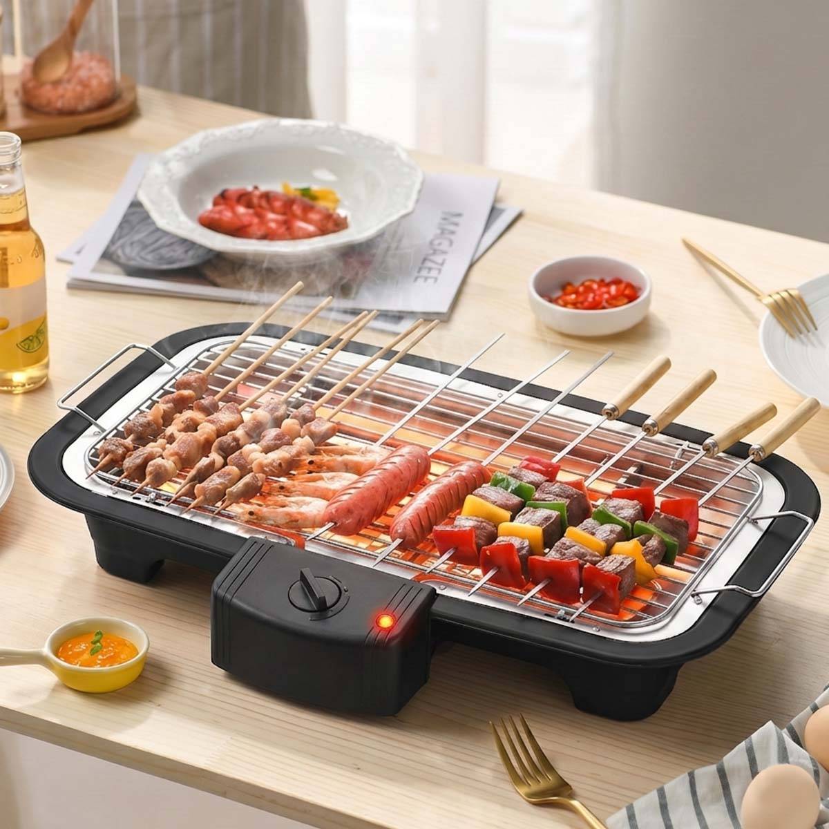 Barbecue Électrique 2000W Thermostat Réglable avec Grille Inoxydable-2