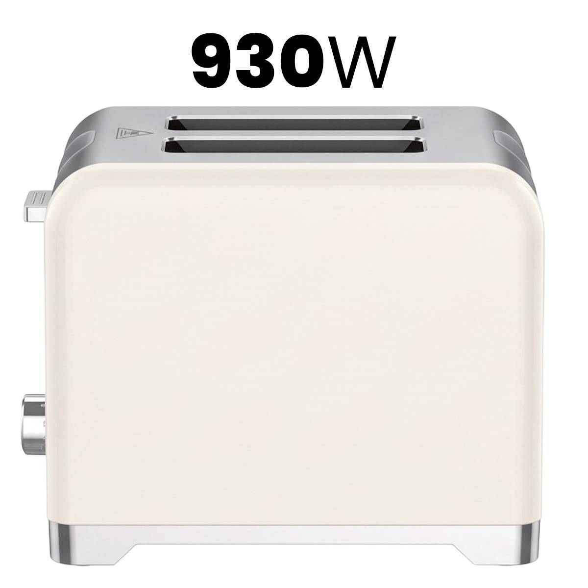 Grille-Pain 2 Tranches en Acier Inoxydable 930W avec Tiroir Ramasse-Miettes-4