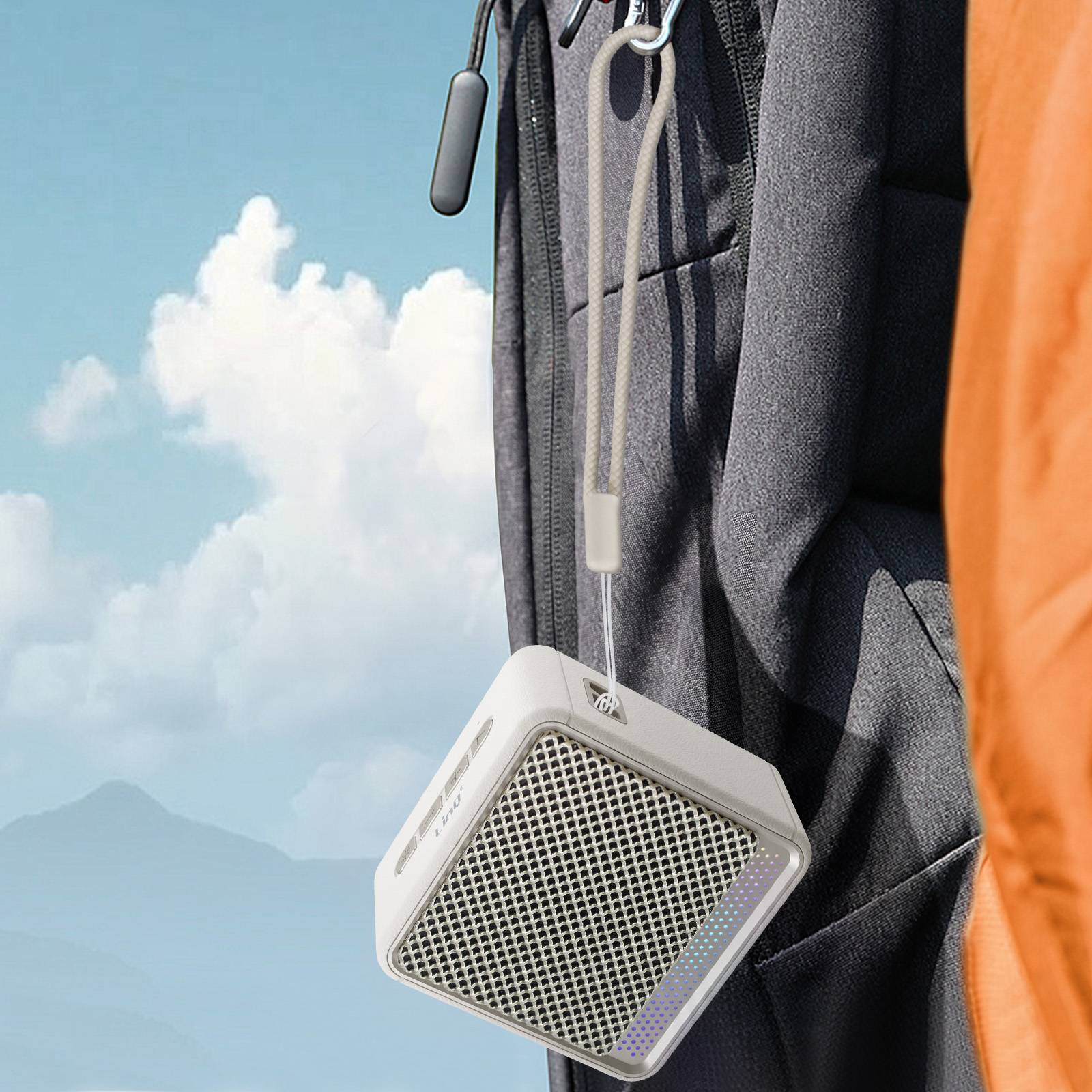 Mini Enceinte Bluetooth Nomade 5W / RGB / Radio FM / USB / Micro-SD / Cordon-3