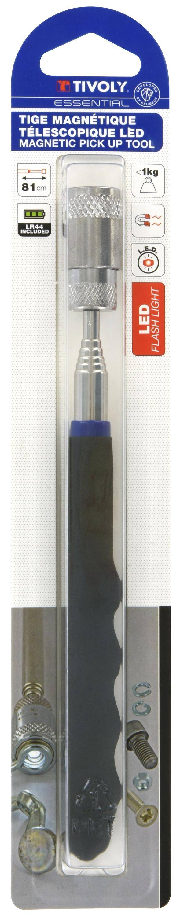 Tivoly – Tige magnétique télescopique L81 cm LED, ramassage pièces métalliques, poignée ergonomique, charge max 1 kg-1