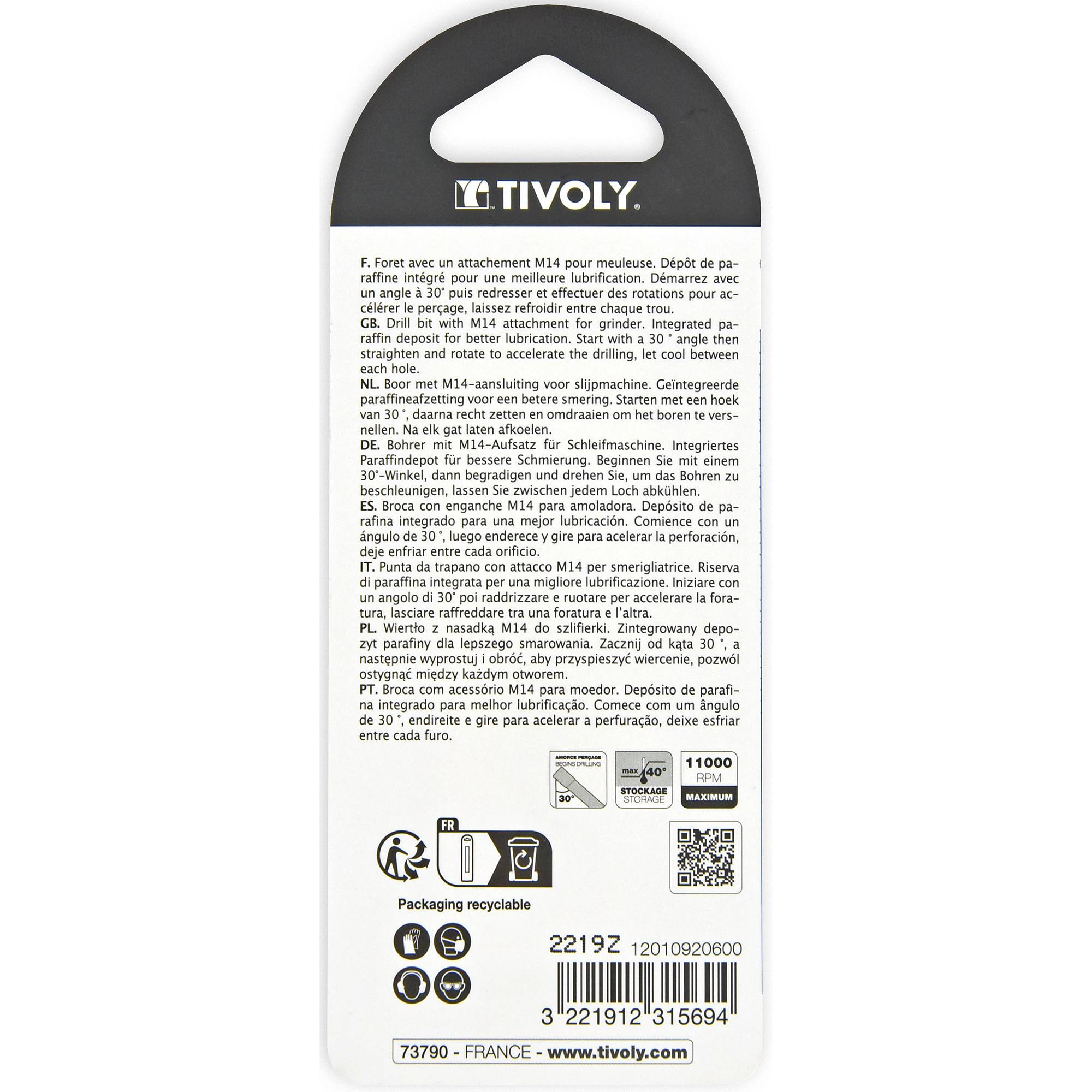 Tivoly – Foret diamant à sec M14 pour meuleuse Ø 6 mm-1