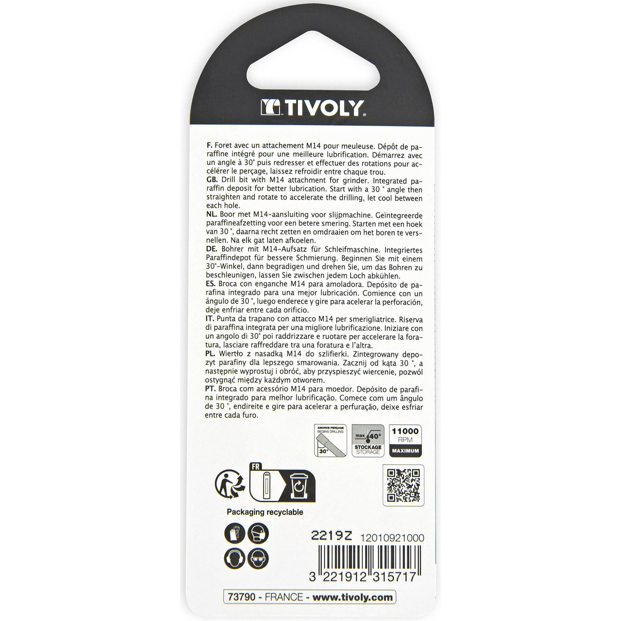 Tivoly – Foret diamant à sec M14 pour meuleuse Ø 10 mm-1