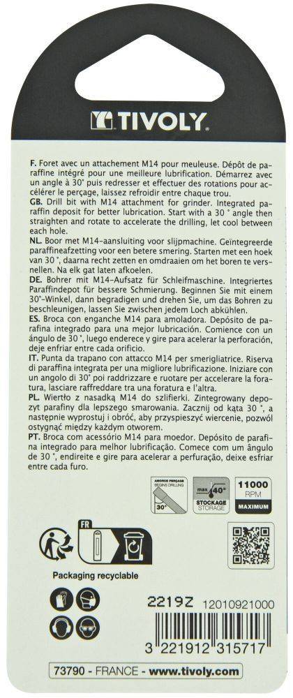 Tivoly – Foret diamant à sec M14 pour meuleuse Ø 10 mm-2