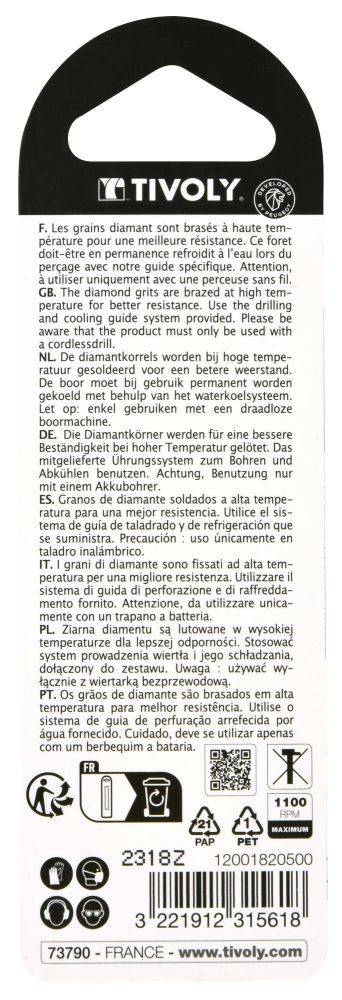 Tivoly – Foret diamant à eau brasé queue cylindrique à méplats Ø 5 mm L 65 mm-2