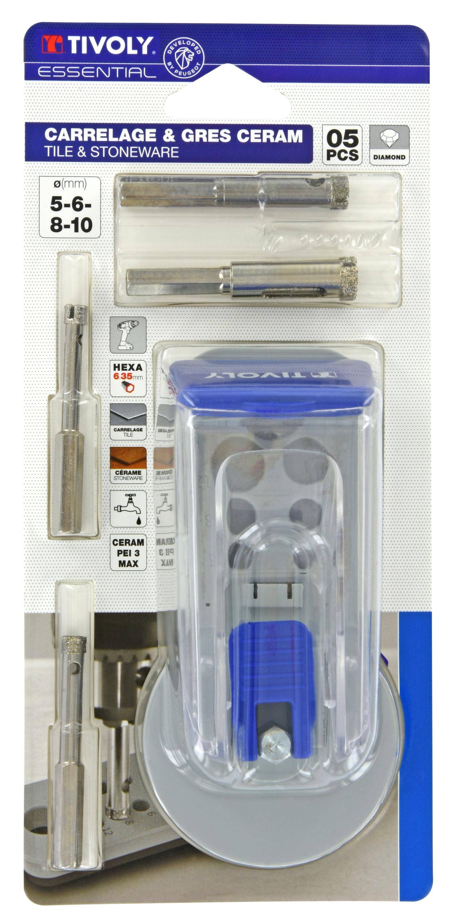 Tivoly – Kit 5 pièces perçage carrelage et grès cérame-0