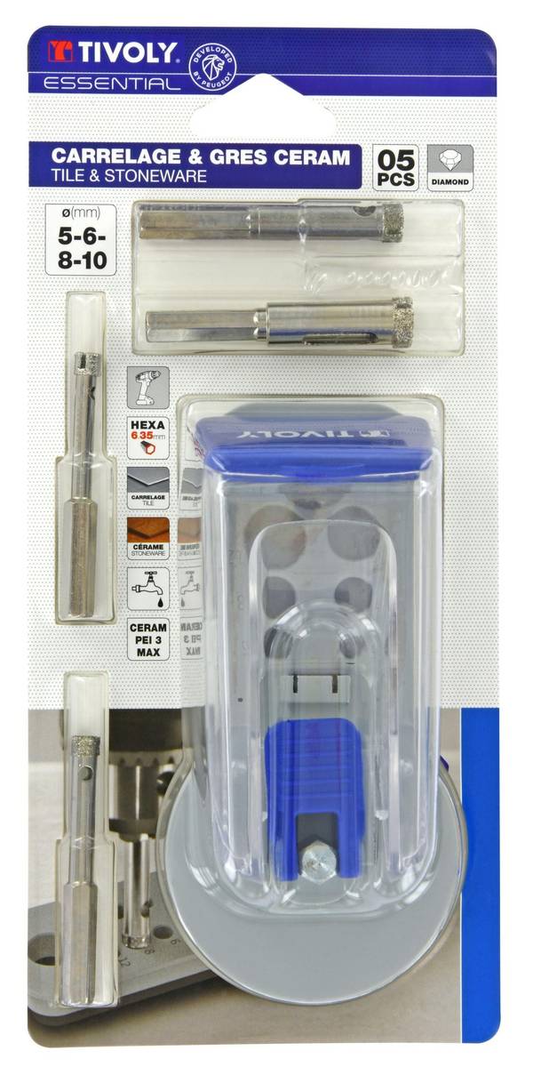 Tivoly – Kit 5 pièces perçage carrelage et grès cérame