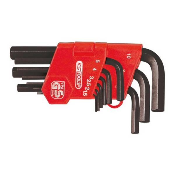 KS Tools - Jeu de 9 clés mâles courtes coudées brunies - 6 x 6 pans