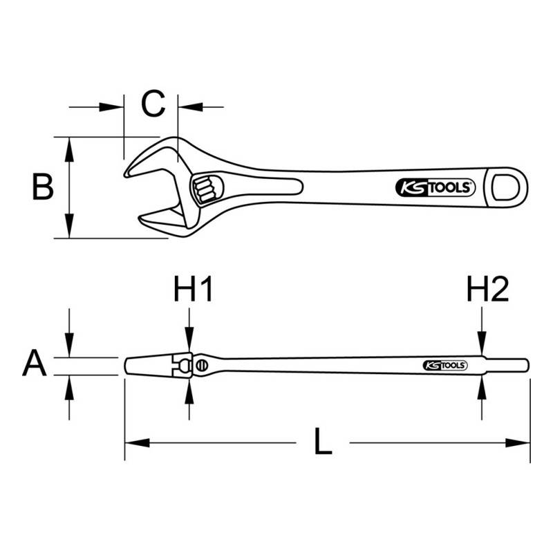 KS Tools - Clé à molette ouverture large manche bi-matière - 36 mm, 8'' - L.205 mm-1