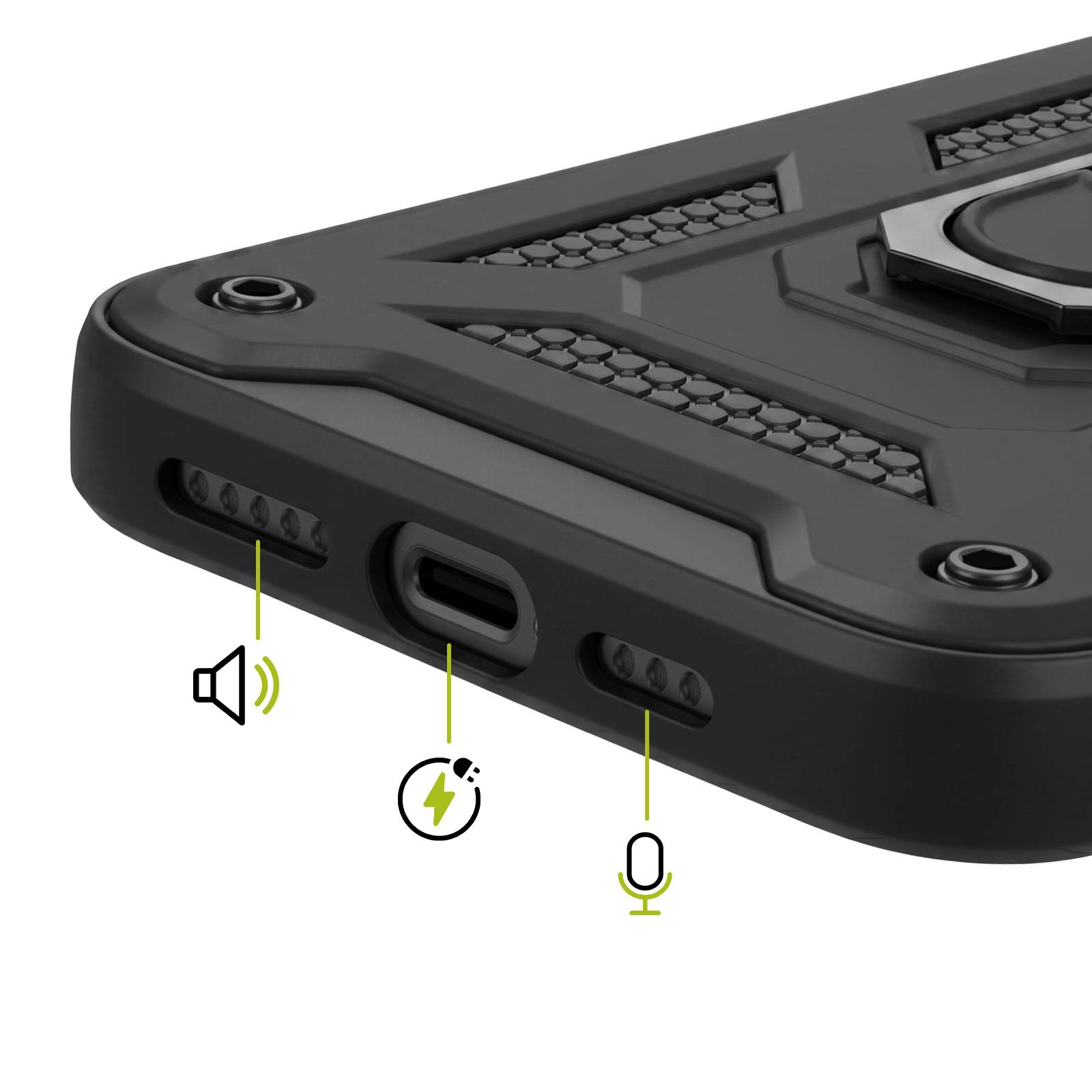 Coque pour iPhone 15 Pro Max avec Cache Objectif Coulissant et Anneau Support Magnétique-3