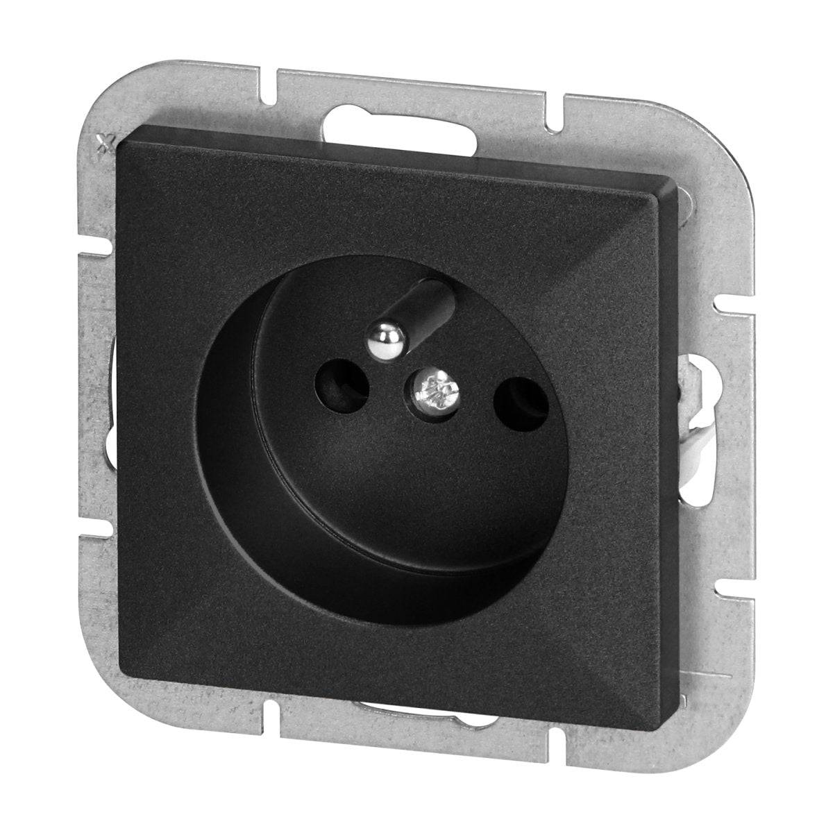 Prise Encastrée 2P+T 16A 250V - Noir - SILAMP-0