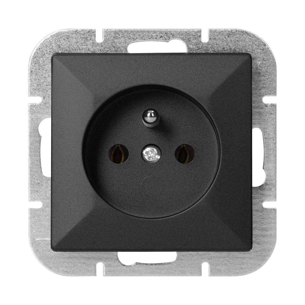Prise Encastrée 2P+T 16A 250V - Noir - SILAMP-2