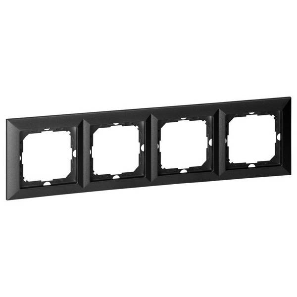 Plaque de Finition Quatre Emplacements - Noir - SILAMP