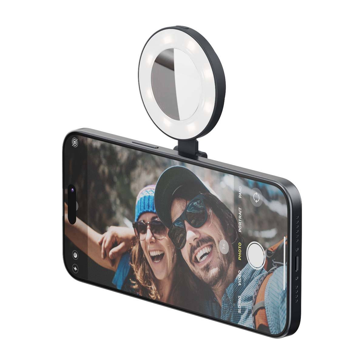 Support Magnétique pour Smartphone avec Miroir Intégré et Éclairage LED-1