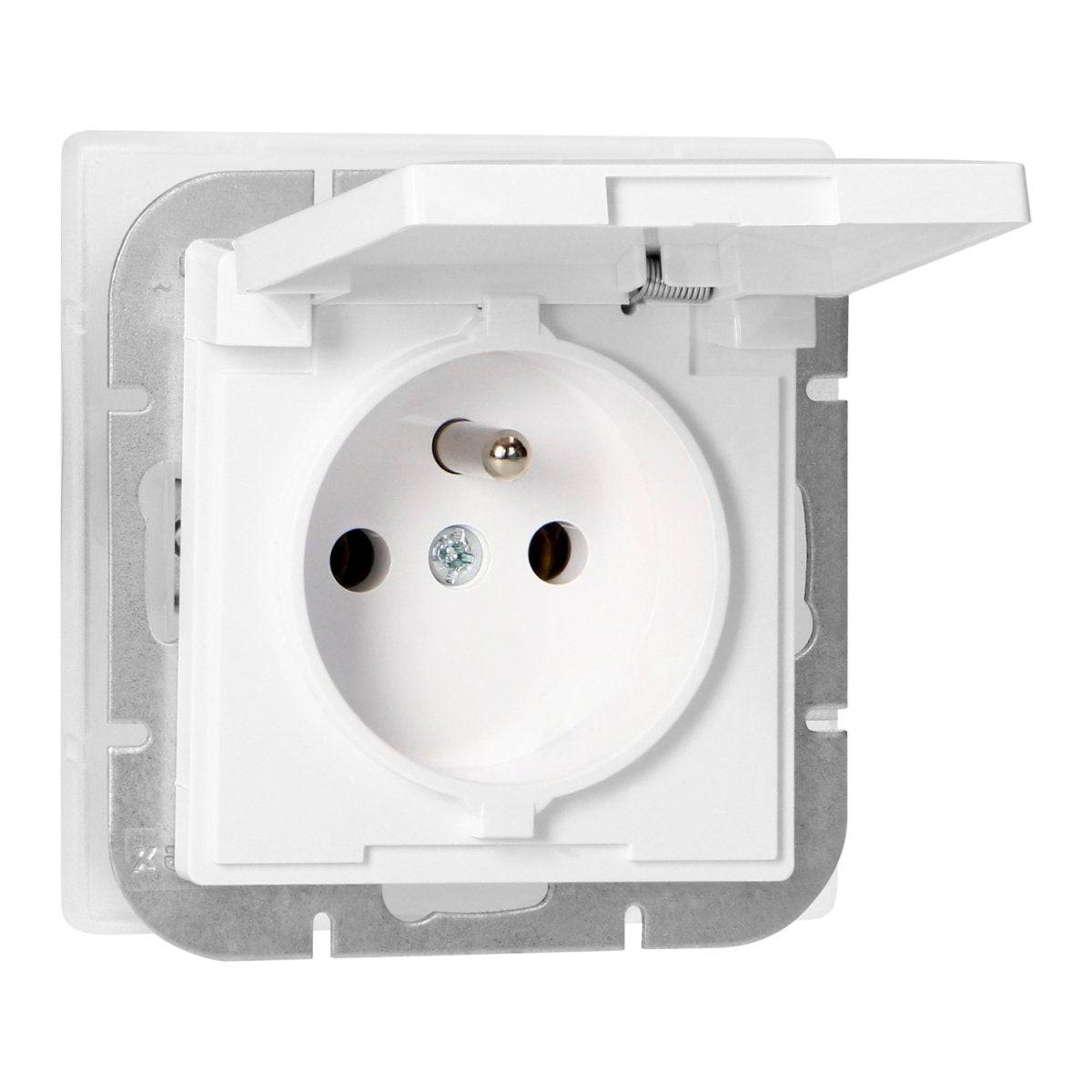 Prise Encastrée 2P+T 16A 250V avec Clapet - Blanc - SILAMP-0