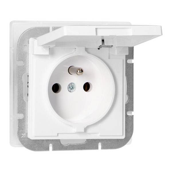 Prise Encastrée 2P+T 16A 250V avec Clapet - Blanc - SILAMP