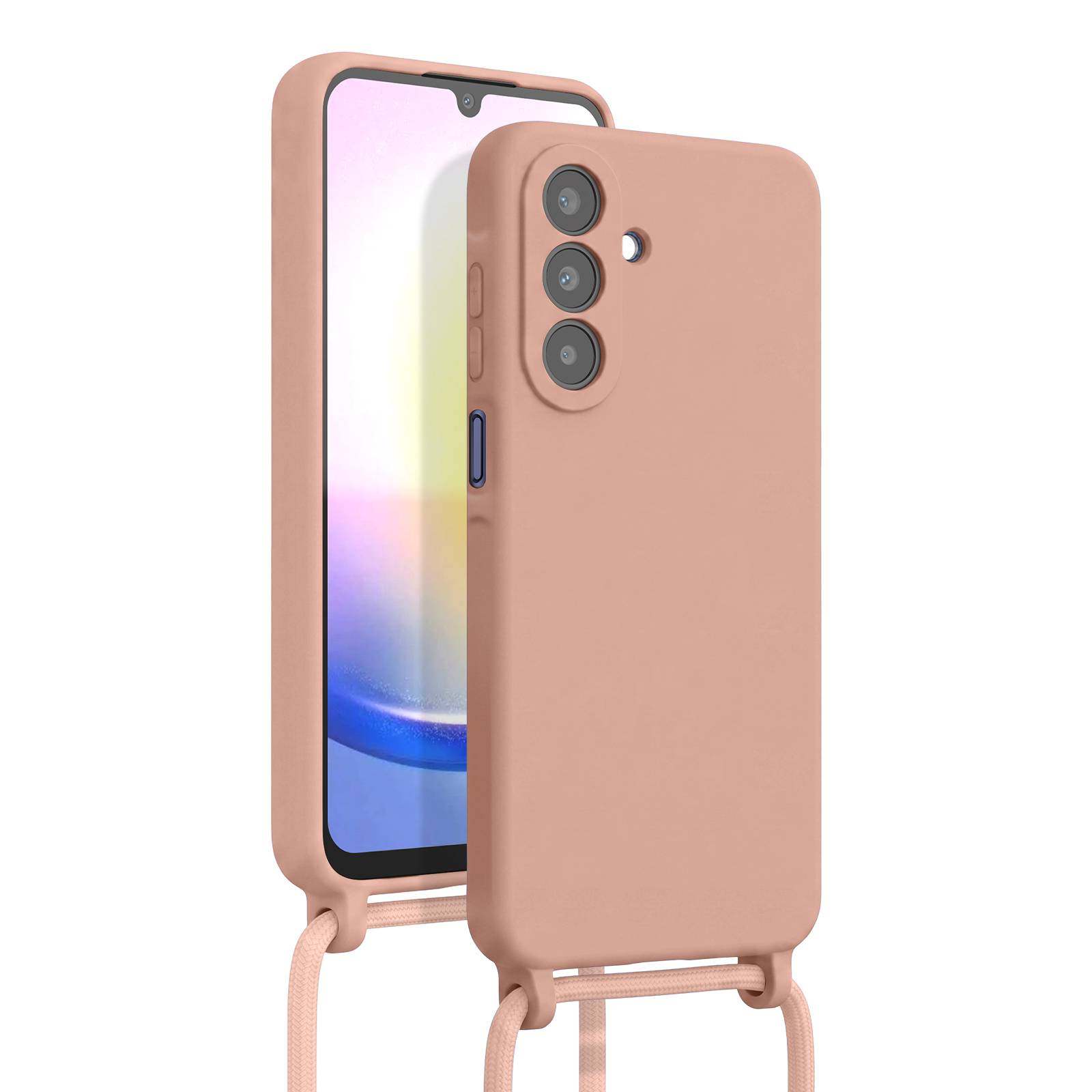 Coque pour Samsung Galaxy A25 5G en Silicone avec Cordon Tour de Cou-0