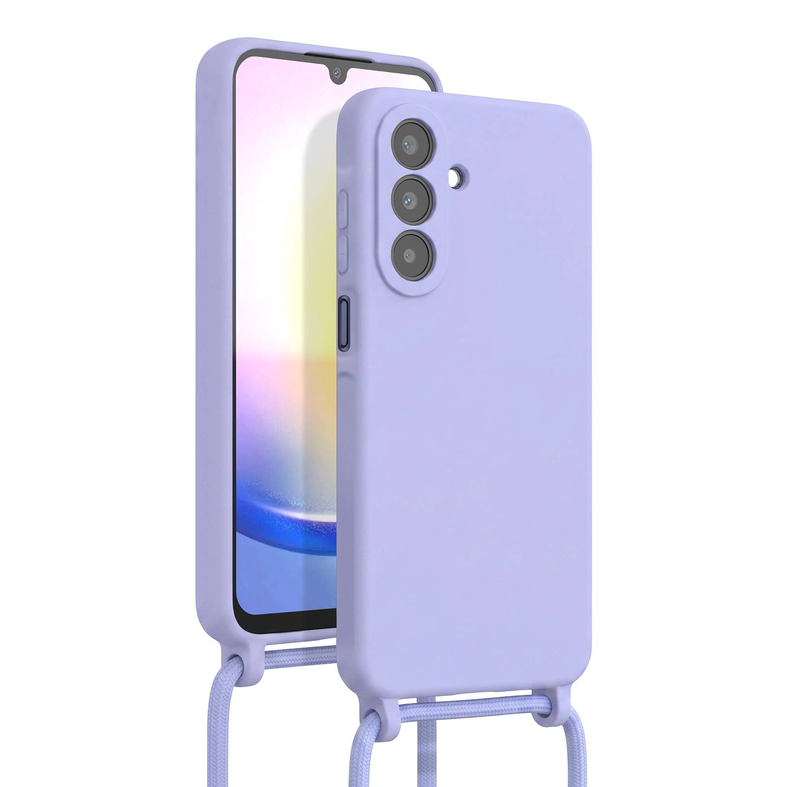 Coque pour Samsung Galaxy A25 5G en Silicone avec Cordon Tour de Cou-0