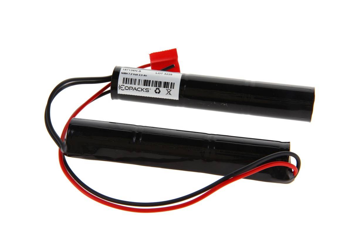 Batterie NiMH CoPacks pour éclairage de secours et de sécurité - Format Sub-C - 7,2 V 2500 mAh 126 x 22 mm-0