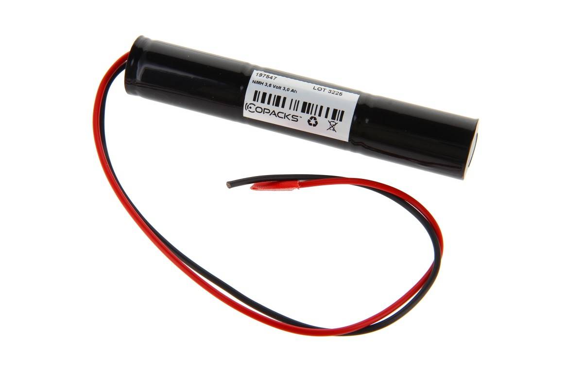 Batterie rechargeable NiMH CoPacks pour éclairage de secours et de sécurité - Format Sub C - 3,6 V 3000 mAh 127 x 23...-0