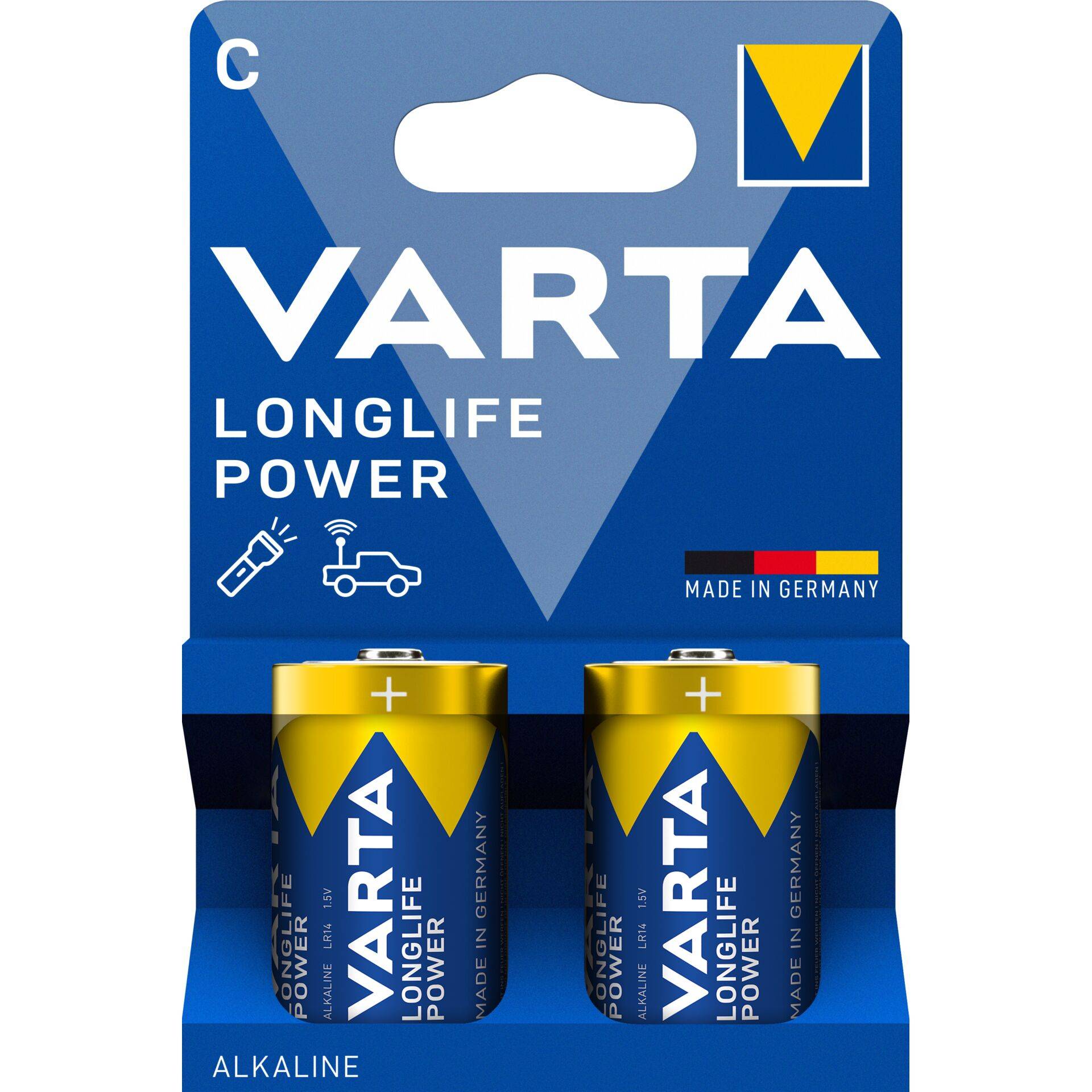 Blister 2 piles alcalines 1,5V LR14 Longlife Power Varta-0