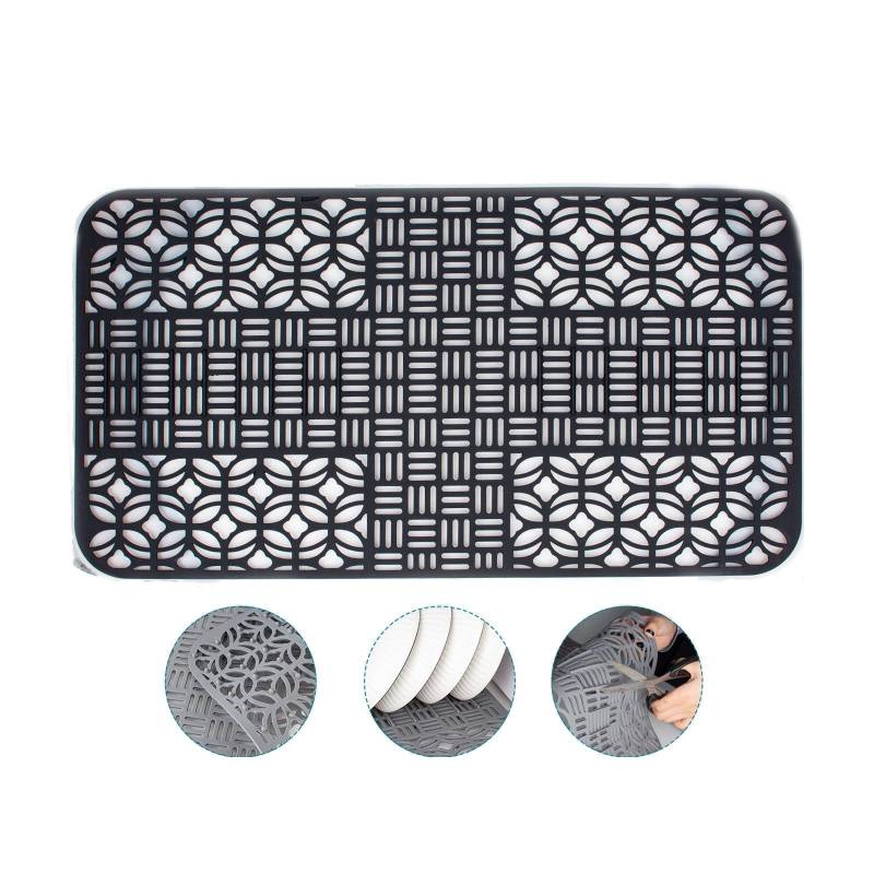 Tapis d'Évier en Silicone Découpable Antidérapant 66 x 35 cm Noir YONIS-0