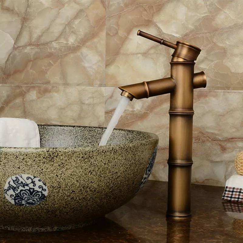 Lavabo Vasque de Salle de Bains Rétro avec Robinet Cascade en Cuivre YONIS-0