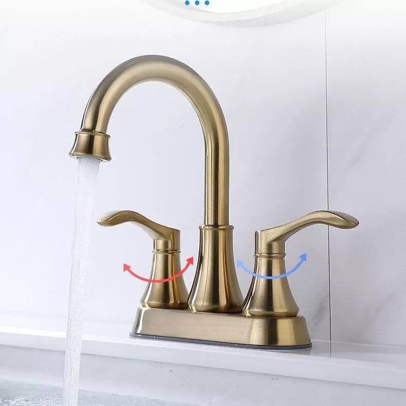 Robinet De Lavabo À Deux Trous Deux Poignées Eau Chaude Froide Avec Mousseur YONIS-0