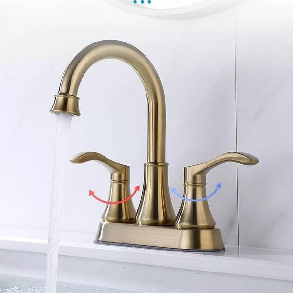Robinet De Lavabo À Deux Trous Deux Poignées Eau Chaude Froide Avec Mousseur YONIS