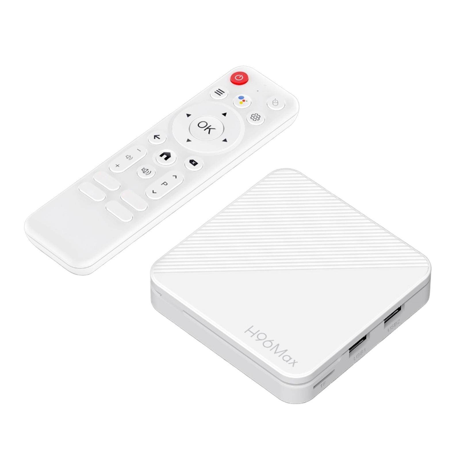 Boîtier TV Android 14 4K WiFi 6 2 Go RAM 8 Go ROM avec Télécommande - Blanc - Yonis-0