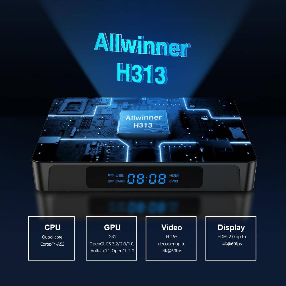 Boîtier TV Android 4K WiFi 2,4G/5G 1 Go RAM 8 Go ROM YONIS-0