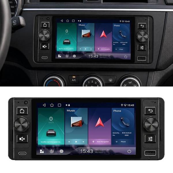 Autoradio 1 DIN 5 Pouces Android 15 CarPlay Et Android Auto Sans Fil YONIS