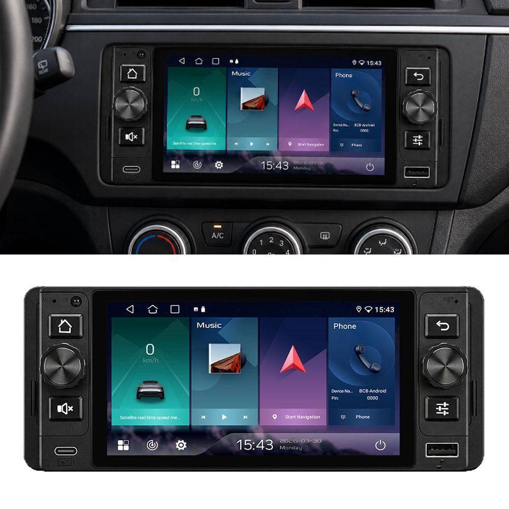 Autoradio 1 DIN 5 Pouces Android 15 CarPlay Et Android Auto Sans Fil YONIS-0