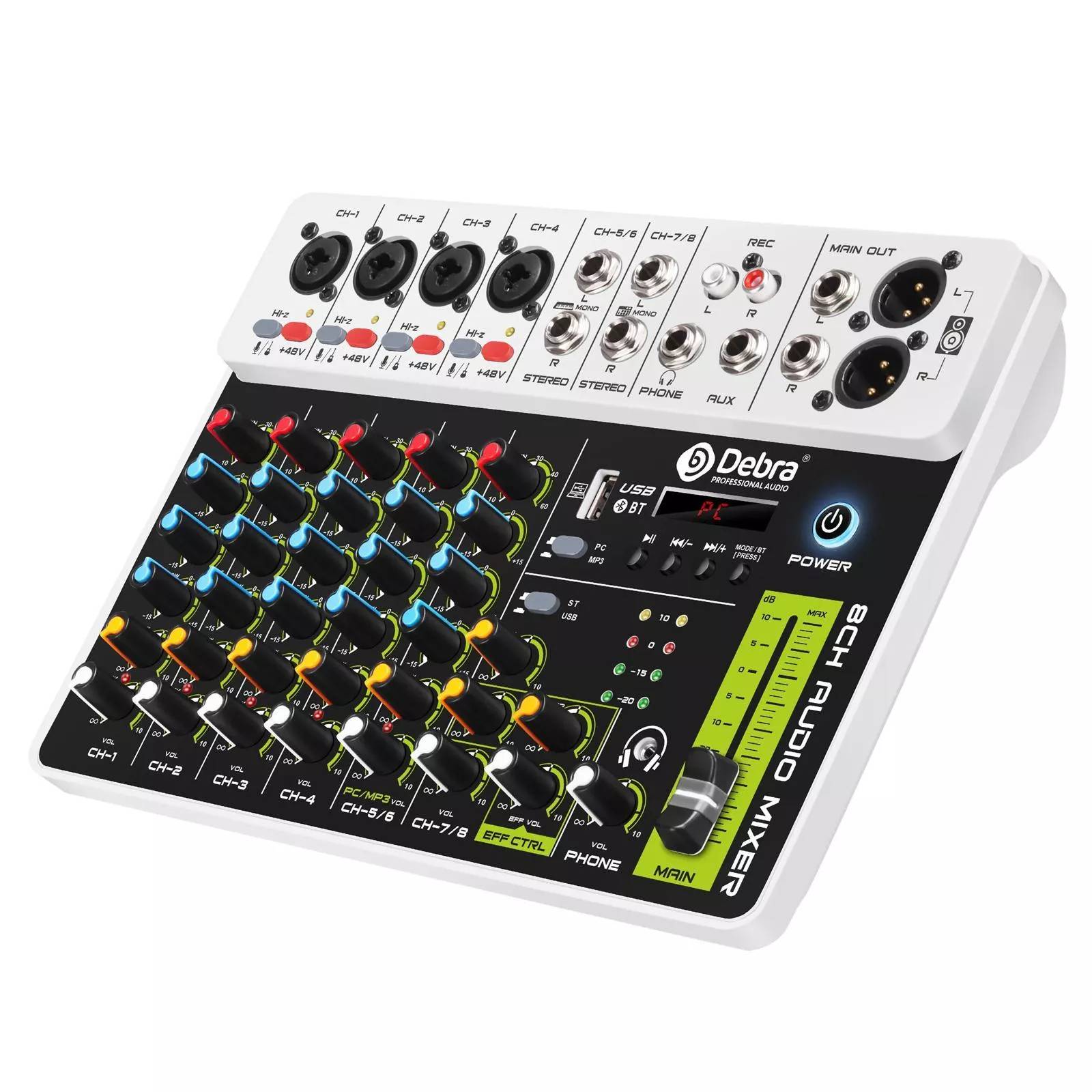 Table de Mixage Audio 8 Canaux Bluetooth 5.0 avec Réverbération Noir YONIS-0