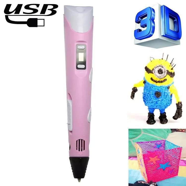Stylo D'impression 3D USB À Vitesse Réglable Avec Filament ABS Rose YONIS-0