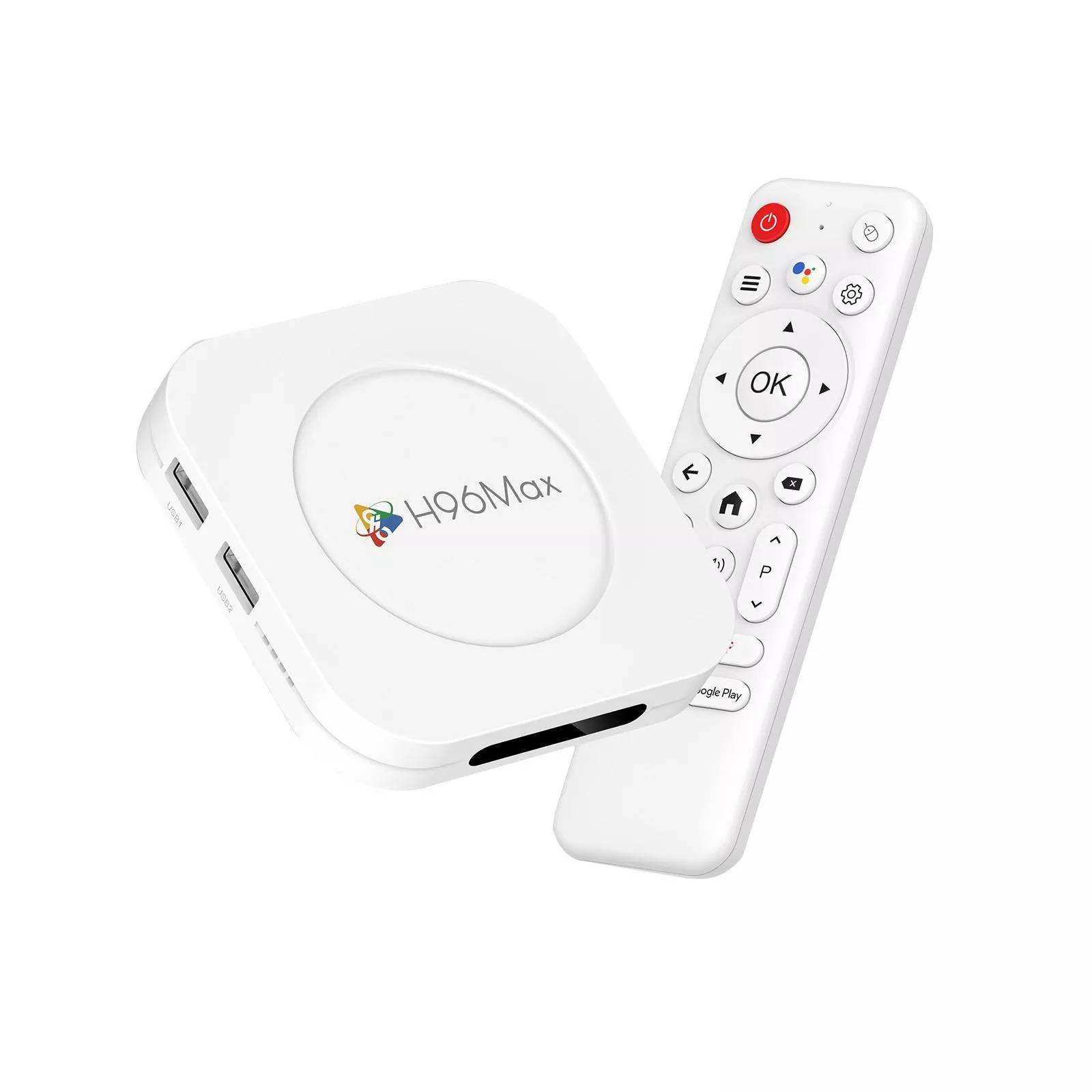 Boîtier TV Android 14 4K UHD 2 Go 16 Go WiFi Double USB - Blanc - Yonis-0