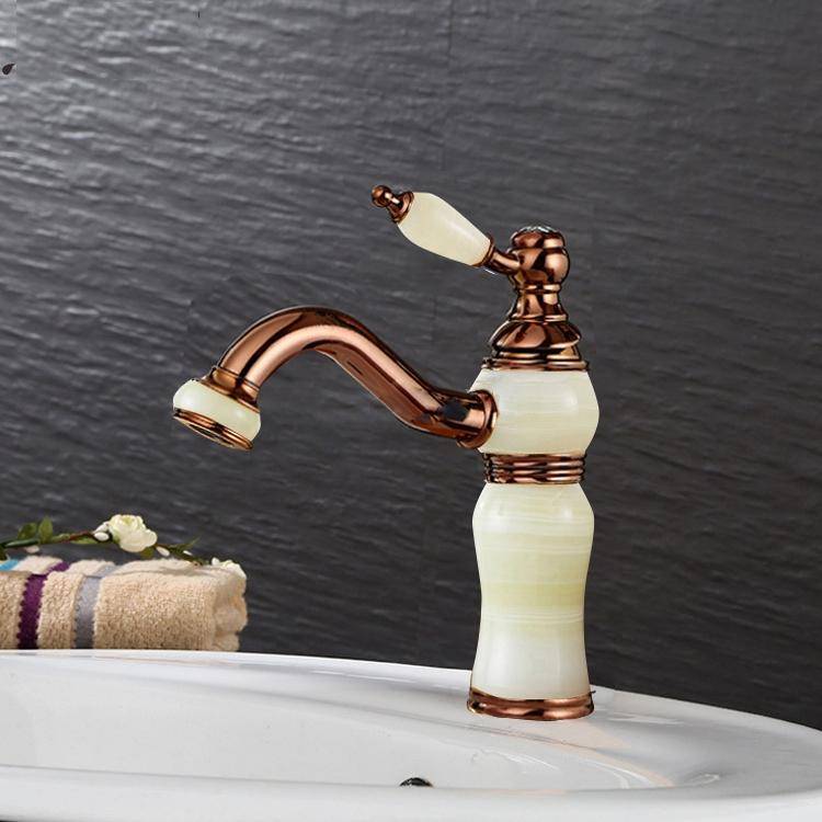 Robinet De Lavabo En Cuivre Plaqué Or Rotatif À 360° Eau Chaude Et Froide YONIS-0