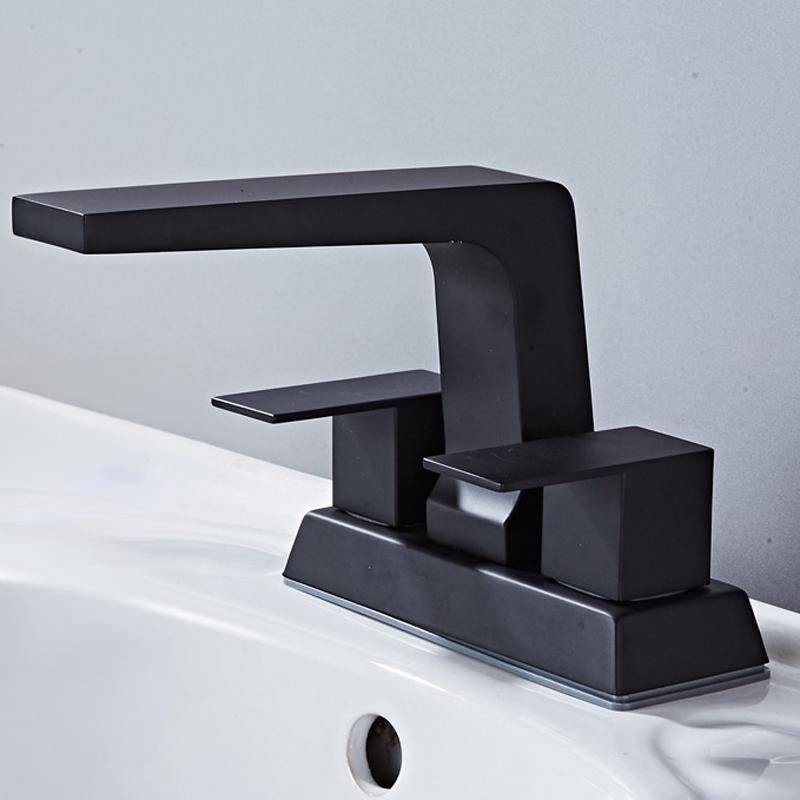 Robinet De Lavabo Noir À Deux Trous Avec Deux Poignées Eau Chaude Et Froide YONIS-0