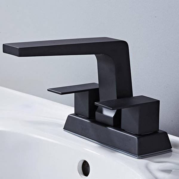 Robinet De Lavabo Noir À Deux Trous Avec Deux Poignées Eau Chaude Et Froide YONIS