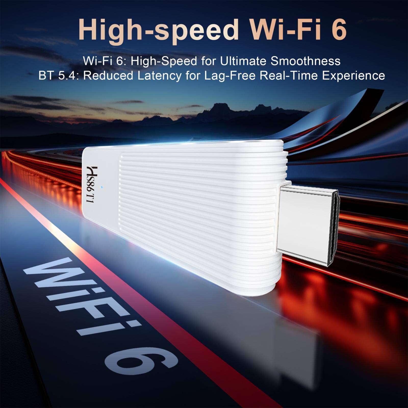 Clé TV Android 14 4K WiFi 6 avec Télécommande Vocale 2 Go 16 Go Blanc YONIS-0