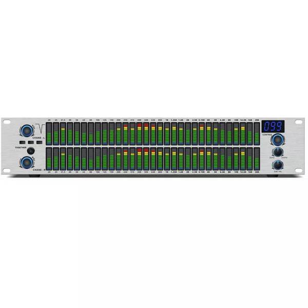 Égaliseur Audio Numérique 2U 2x31 Bandes pour Karaoké avec Réduction du Bruit Argent YONIS