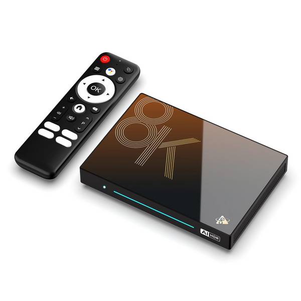 Box TV Android 14 8 Go 128 Go 4K 120 Hz Avec Télécommande YONIS
