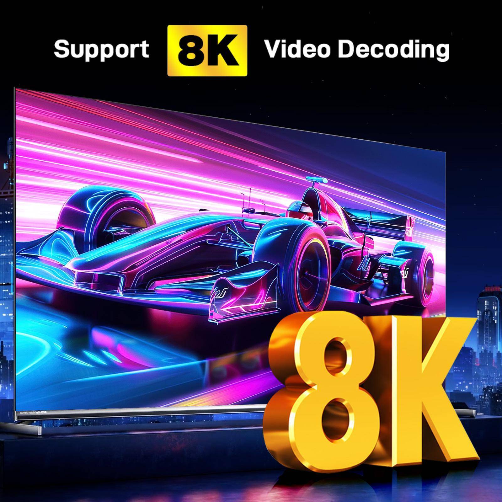 Box TV Android 14 8 Go 128 Go 4K 120 Hz Avec Télécommande - Noir - Yonis-1