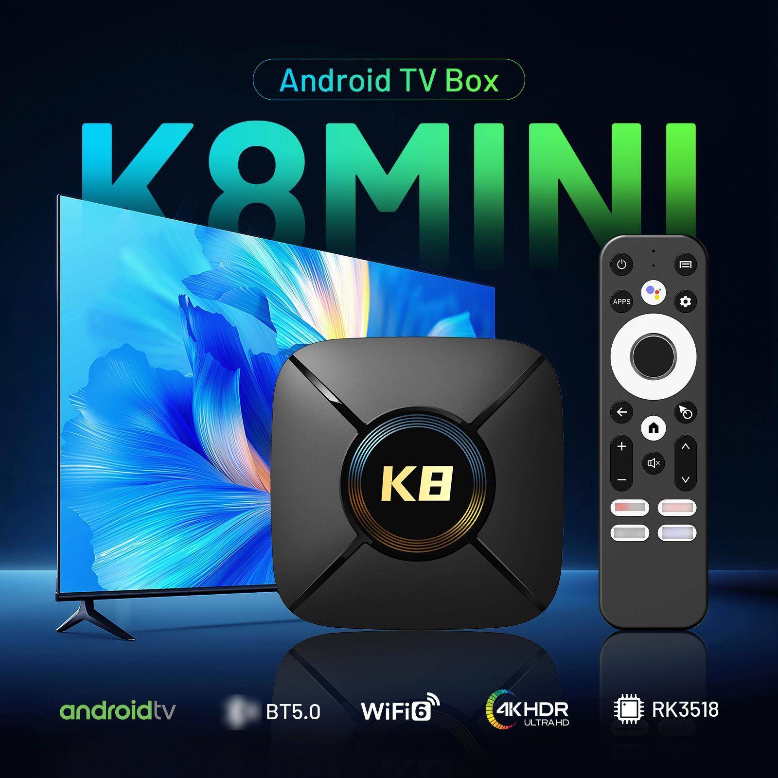 Boîtier TV Android 14 4K UHD 2 Go 32 Go Wi-Fi 6 Avec Télécommande - Noir - Yonis-1