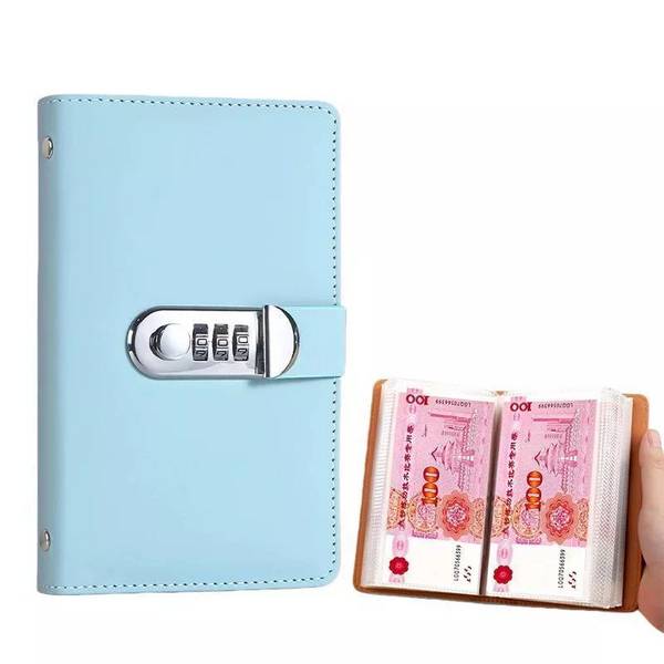 Album de Billets de Banque 50 Pages à Code 100 Pochettes Transparentes Bleu YONIS