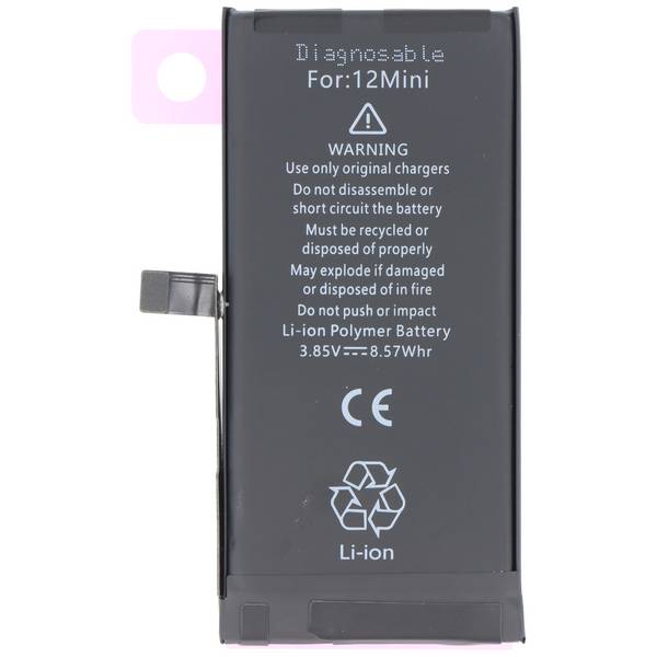 Batterie compatible avec Apple iPhone 12 mini, diagnostiquable, Li-Polymère, 3,85 V, 2 227 mAh, 8,57 Wh, sans outils