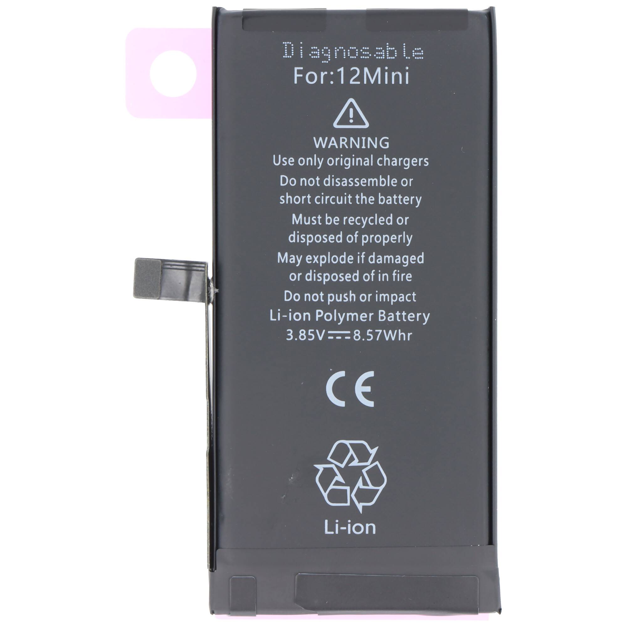 Batterie compatible avec Apple iPhone 12 mini, diagnostiquable, Li-Polymère, 3,85 V, 2 227 mAh, 8,57 Wh, sans outils-0