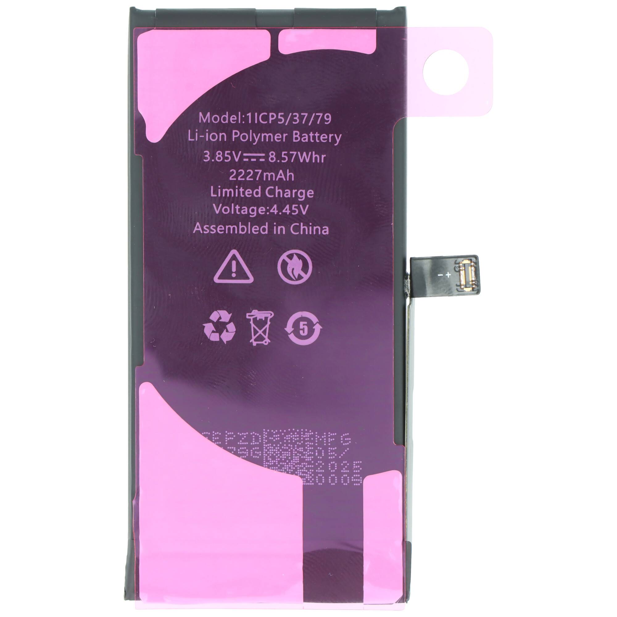 Batterie compatible avec Apple iPhone 12 mini, diagnostiquable, Li-Polymère, 3,85 V, 2 227 mAh, 8,57 Wh, sans outils-1