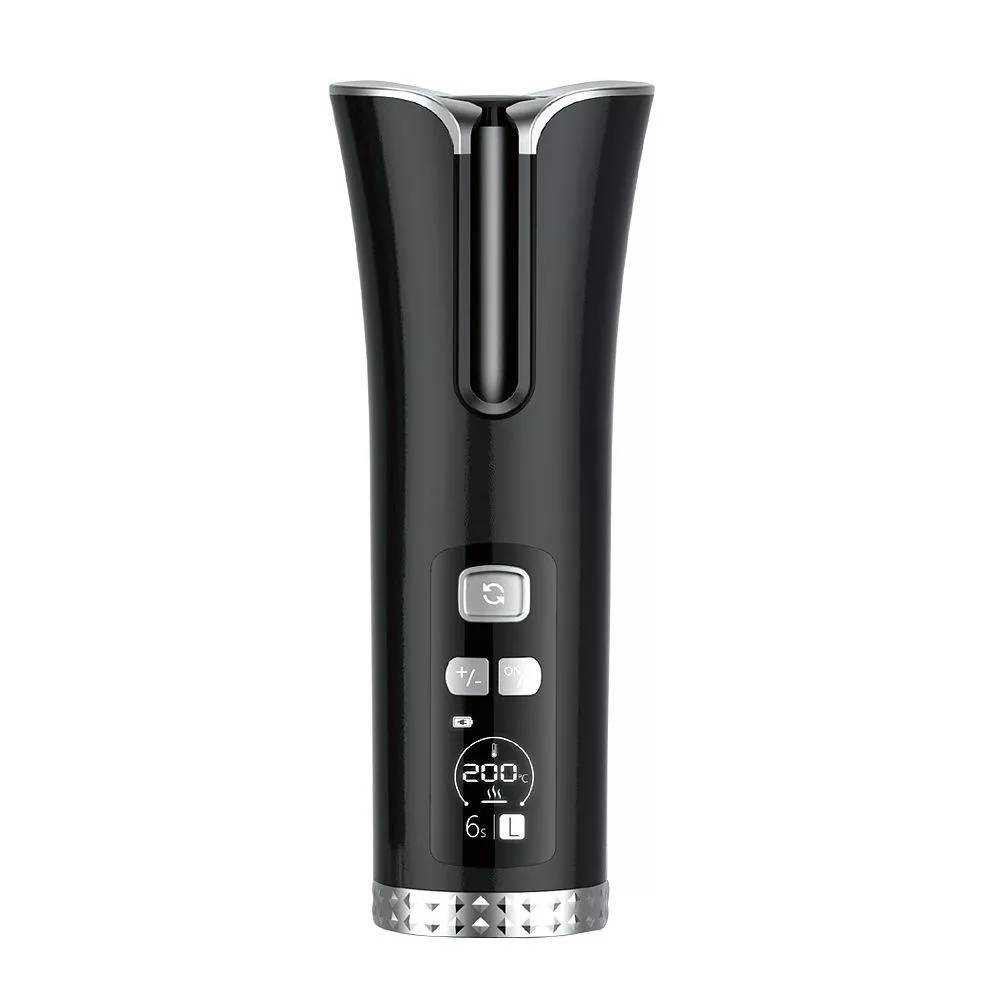 Fer À Boucler Automatique Rotatif Sans Fil Rechargeable USB 2600 mAh Céramique Tourmaline Noir YONIS-0
