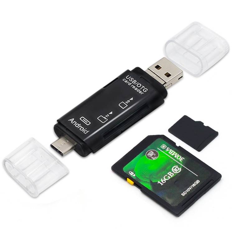 Lecteur de Cartes Mémoire 5 en 1 USB-C et Micro USB Compact Noir YONIS-0