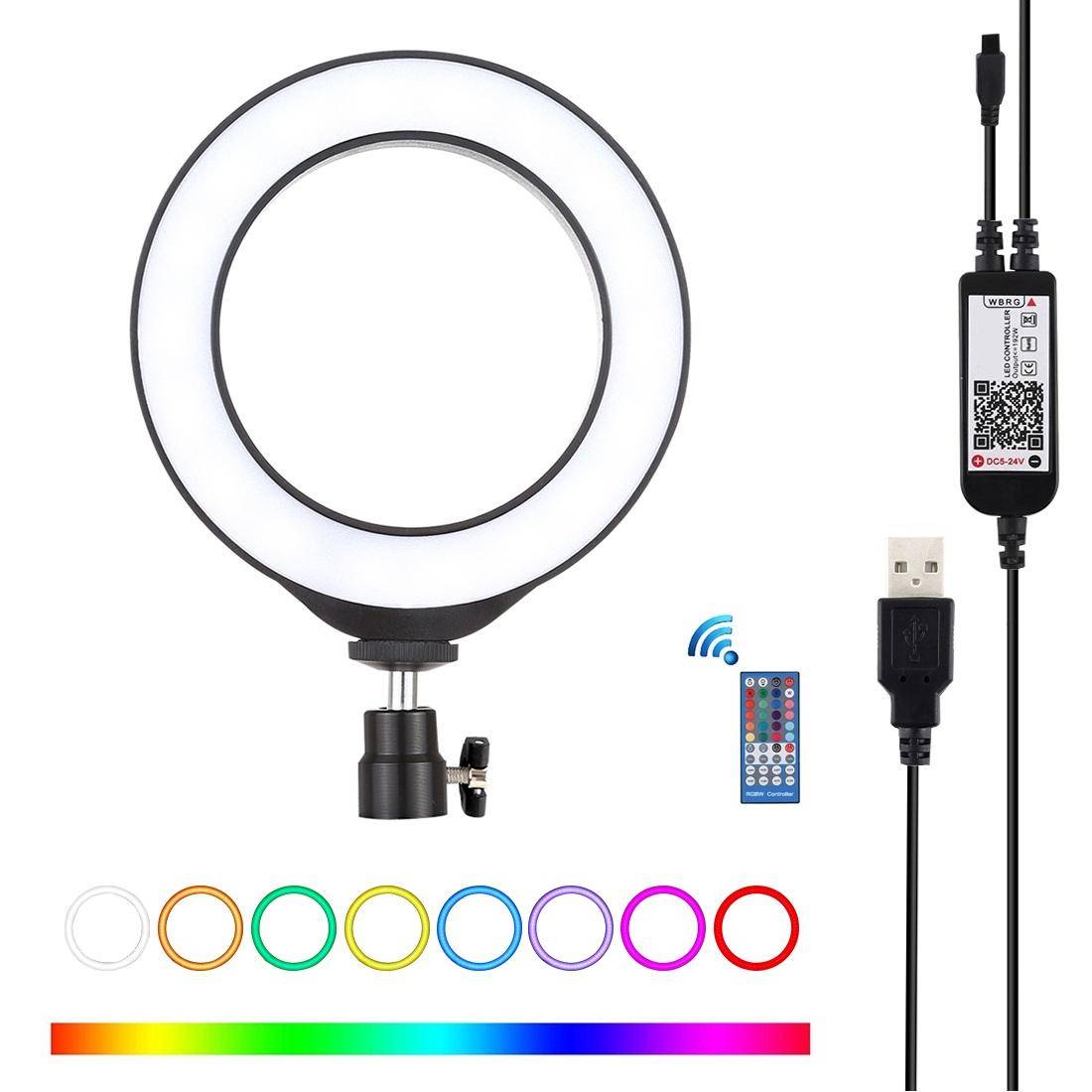 Anneau Lumineux LED 16 cm RGBW USB Dimmable pour Vidéo avec Télécommande Noir YONIS-0